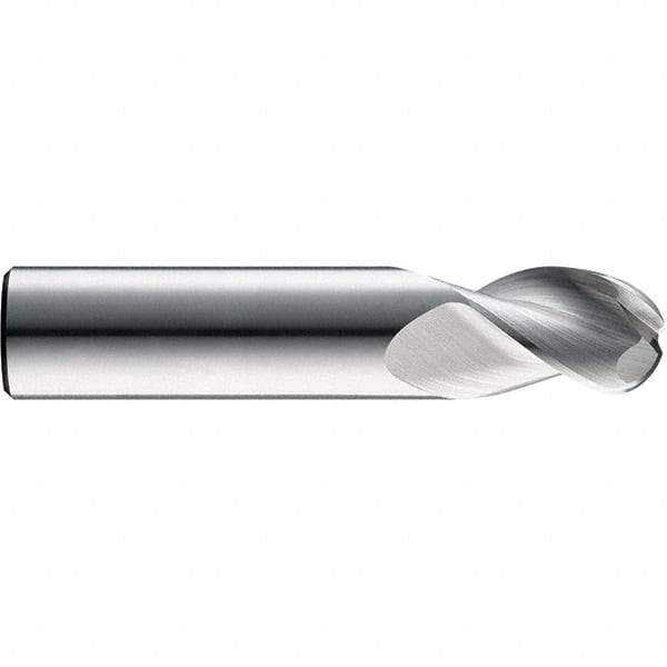 SGS - 16mm Diam, 48mm LOC, 3 Flute Solid Carbide Ball End Mill - TiB2 Finish, Single End, 150mm OAL, 16mm Shank Diam, Spiral Flute - Exact Tool & Supply