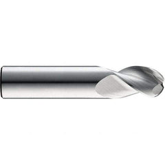 SGS - 16mm Diam, 48mm LOC, 3 Flute Solid Carbide Ball End Mill - TiB2 Finish, Single End, 150mm OAL, 16mm Shank Diam, Spiral Flute - Exact Tool & Supply