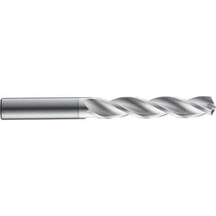 SGS - 5mm 124° Solid Carbide Jobber Drill - TiB2 Finish, Right Hand Cut, Spiral Flute, Straight Shank, 91mm OAL, Notched Point - Exact Tool & Supply