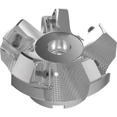 Seco - 3.15" Cut Diam, 1" Arbor Hole, 9mm Max Depth of Cut, 48° Indexable Chamfer & Angle Face Mill - 5 Inserts, Right Hand Cut, 5 Flutes, Through Coolant, Series R220.54 - Exact Tool & Supply