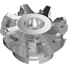Seco - 3.94" Cut Diam, 1-1/2" Arbor Hole, 11mm Max Depth of Cut, 71° Indexable Chamfer & Angle Face Mill - 7 Inserts, Right Hand Cut, 7 Flutes, Through Coolant, Series R220.56 - Exact Tool & Supply
