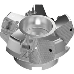 Seco - 125mm Cut Diam, 40mm Arbor Hole, 11mm Max Depth of Cut, 71° Indexable Chamfer & Angle Face Mill - 6 Inserts, 63 Insert, Right Hand Cut, 6 Flutes, Through Coolant, Series R220.56 - Exact Tool & Supply