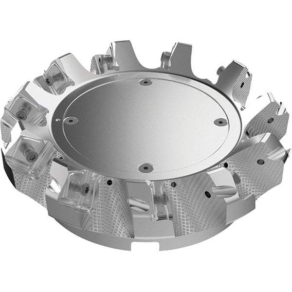 Seco - 160mm Cut Diam, 40mm Arbor Hole, 9mm Max Depth of Cut, 48° Indexable Chamfer & Angle Face Mill - 11 Inserts, 63 Insert, Right Hand Cut, 11 Flutes, Through Coolant, Series R220.54 - Exact Tool & Supply