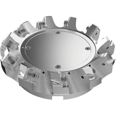 Seco - 160mm Cut Diam, 40mm Arbor Hole, 9mm Max Depth of Cut, 48° Indexable Chamfer & Angle Face Mill - 11 Inserts, 63 Insert, Right Hand Cut, 11 Flutes, Through Coolant, Series R220.54 - Exact Tool & Supply