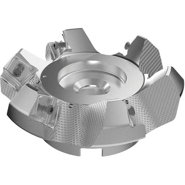Seco - 125mm Cut Diam, 40mm Arbor Hole, 9mm Max Depth of Cut, 48° Indexable Chamfer & Angle Face Mill - 6 Inserts, 63 Insert, Right Hand Cut, 6 Flutes, Through Coolant, Series R220.54 - Exact Tool & Supply