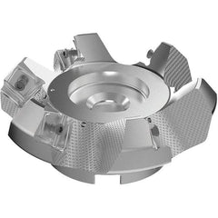 Seco - 125mm Cut Diam, 40mm Arbor Hole, 9mm Max Depth of Cut, 48° Indexable Chamfer & Angle Face Mill - 6 Inserts, 63 Insert, Right Hand Cut, 6 Flutes, Through Coolant, Series R220.54 - Exact Tool & Supply