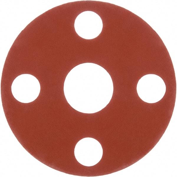 Value Collection - 3-1/2" Pipe, 4" ID x 8-1/2" OD Flange Gasket - Silicone Rubber, Red, 1/16" Thick - Exact Tool & Supply