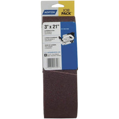 Norton - 3" Wide x 21" OAL, 220 Grit, Aluminum Oxide Abrasive Belt - Exact Tool & Supply