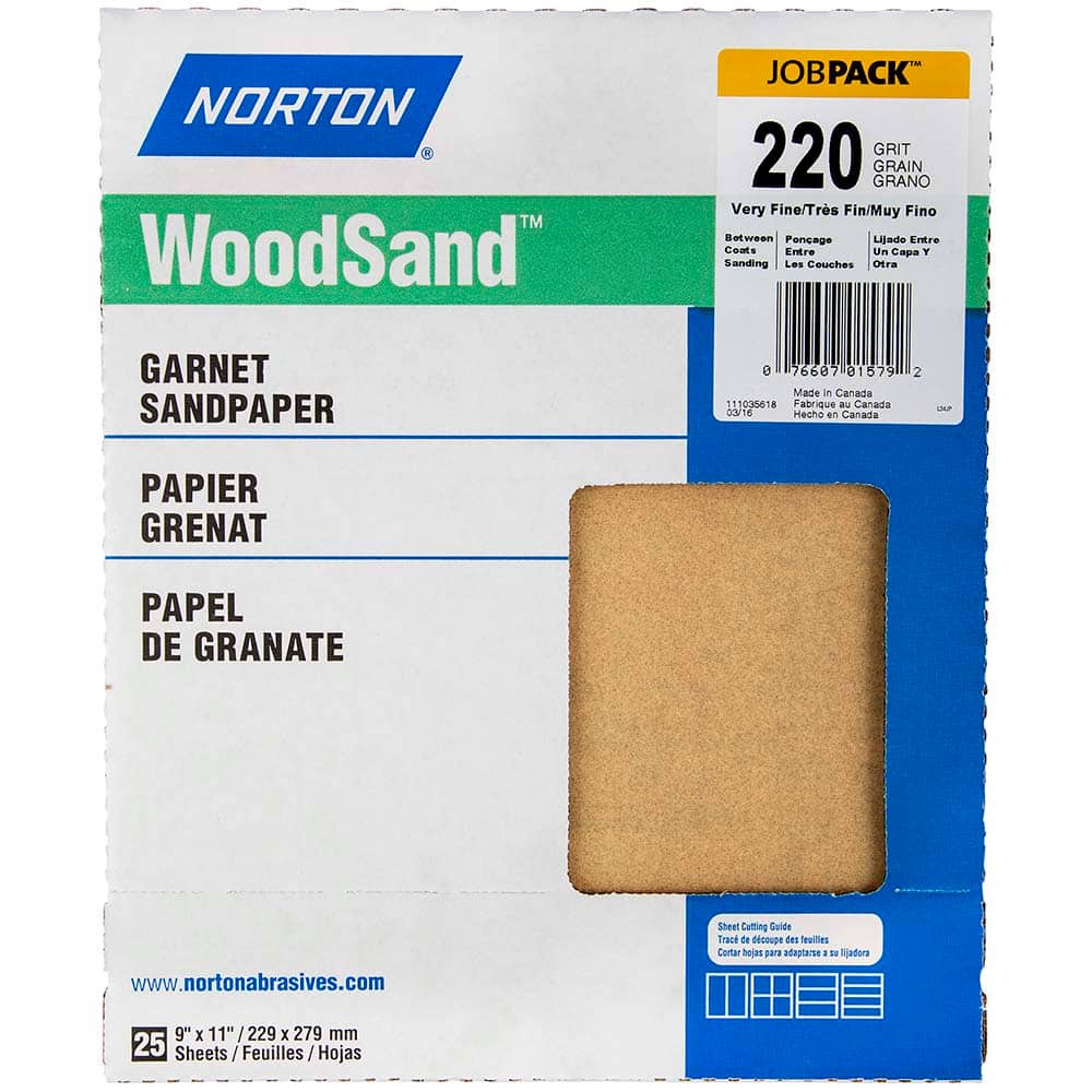 Norton - Sanding Sheets Abrasive Material: Garnet Grade: Very Fine - Exact Tool & Supply