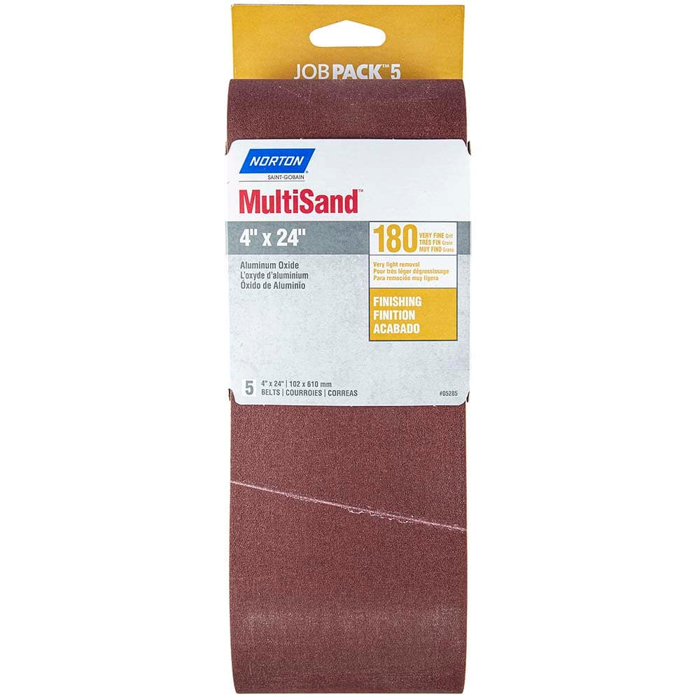 Norton - 4" Wide x 24" OAL, 180 Grit, Aluminum Oxide Abrasive Belt - Exact Tool & Supply