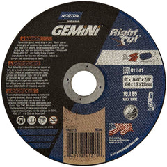 Norton - 6 x 0.045, 7/8" Hole 36 Grit Aluminum Oxide Cutoff Wheel - Exact Tool & Supply
