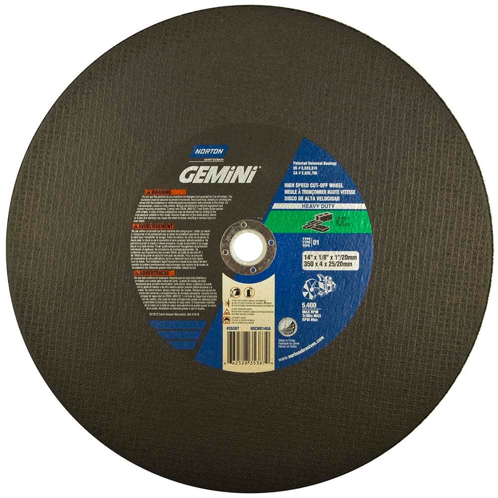 Norton - 14 x 1/8, 1" Hole 24 Grit Silicon Carbide Cutoff Wheel - Exact Tool & Supply