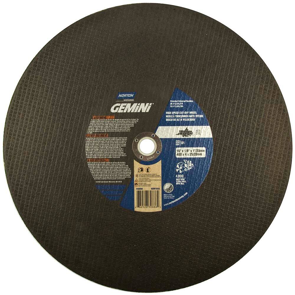 Norton - 16 x 1/8, 1" Hole 24 Grit Aluminum Oxide Cutoff Wheel - Exact Tool & Supply