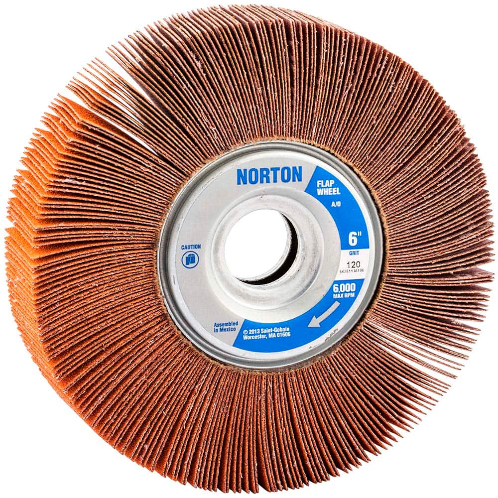 Norton - 6 x 1" 120 Grit Ceramic Unmounted Flap Wheel - Exact Tool & Supply