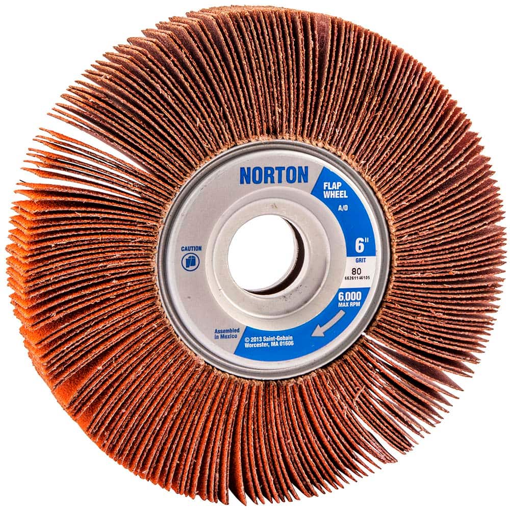 Norton - 6 x 1" 80 Grit Ceramic Unmounted Flap Wheel - Exact Tool & Supply