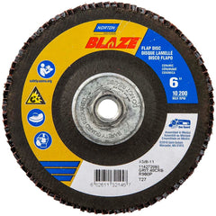 Norton - 6" 40 Grit 5/8-11 Center Hole Type 27 Ceramic Alumina Flap Disc - Exact Tool & Supply