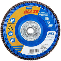 Norton - 6" 60 Grit 5/8-11 Center Hole Type 27 Ceramic Alumina Flap Disc - Exact Tool & Supply
