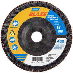 Norton - 6" 80 Grit 7/8" Center Hole Type 27 Ceramic Alumina Flap Disc - Exact Tool & Supply