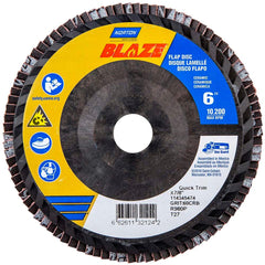 Norton - 6" 60 Grit 7/8" Center Hole Type 27 Ceramic Alumina Flap Disc - Exact Tool & Supply