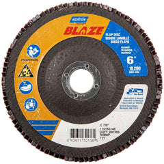 Norton - 6" 60 Grit 7/8" Center Hole Type 27 Ceramic Alumina Flap Disc - Exact Tool & Supply