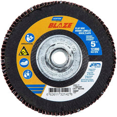 Norton - 5" 60 Grit 5/8-11 Center Hole Type 27 Ceramic Alumina Flap Disc - Exact Tool & Supply
