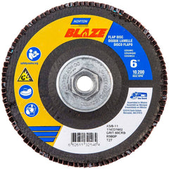 Norton - 6" 60 Grit 5/8-11 Center Hole Type 27 Ceramic Alumina Flap Disc - Exact Tool & Supply