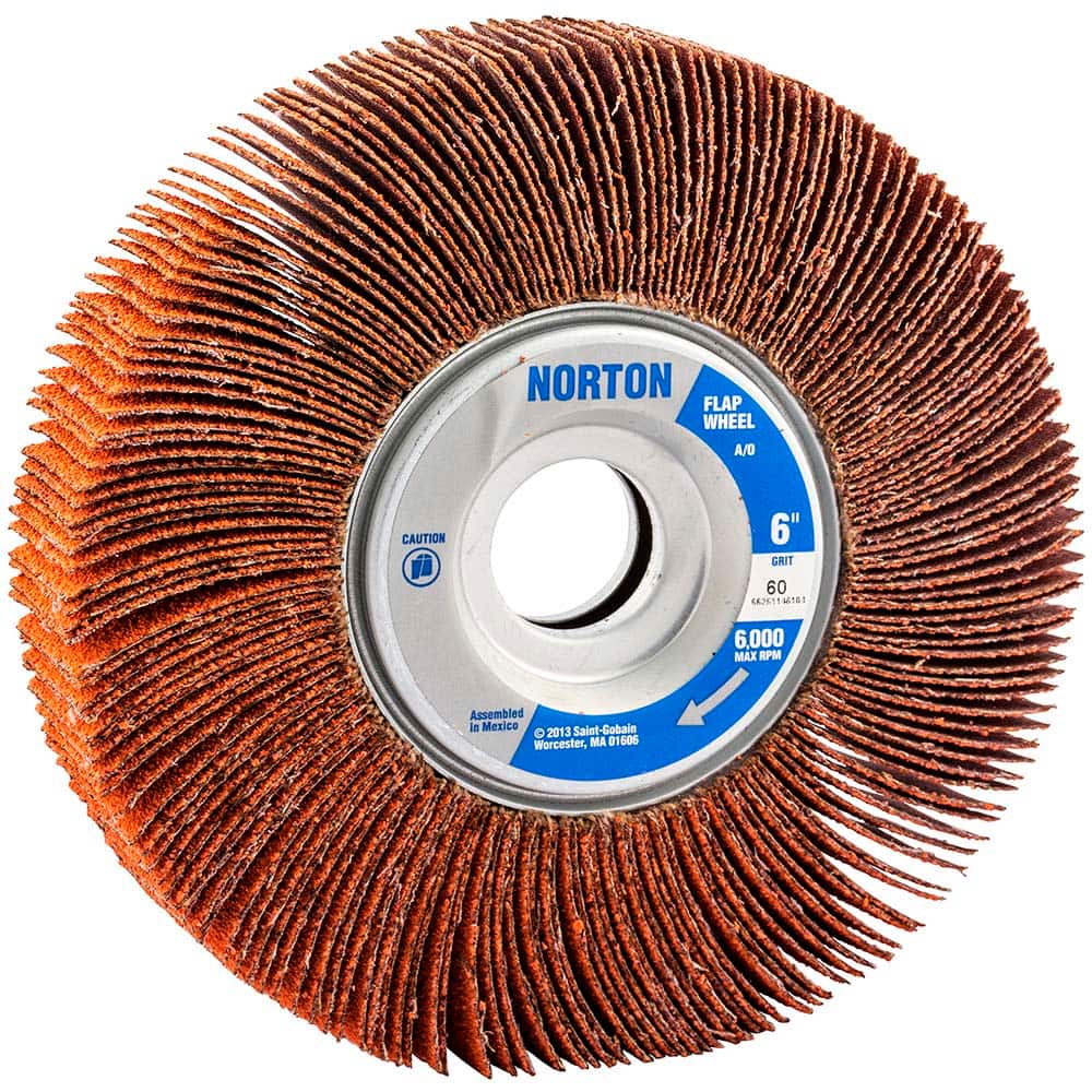 Norton - 6 x 1" 60 Grit Ceramic Unmounted Flap Wheel - Exact Tool & Supply