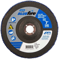 Norton - 7" 40 Grit 7/8" Center Hole Type 27 Zirconia Alumina Flap Disc - Exact Tool & Supply