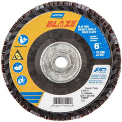 Norton - 6" 40 Grit 5/8-11 Center Hole Type 27 Ceramic Alumina Flap Disc - Exact Tool & Supply