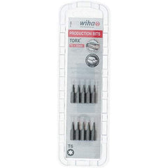 Wiha - 1/4" Drive T6 Torx Screwdriver Bit - 1" OAL, Insert Bit - Exact Tool & Supply