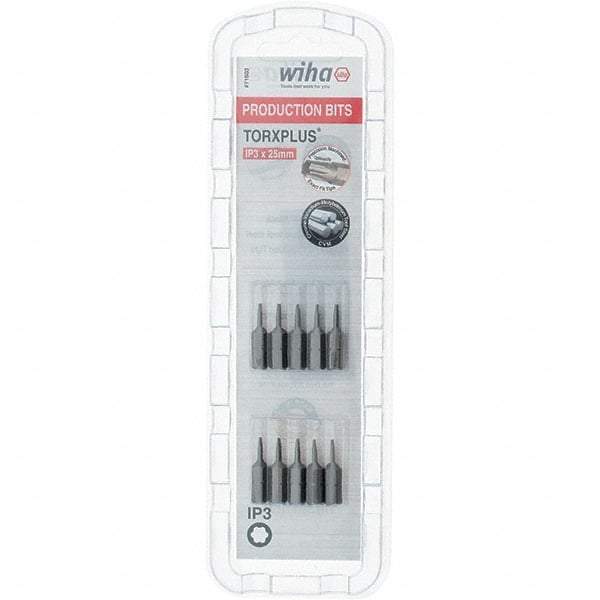 Wiha - 1/4" Drive IP3 Torx Plus Screwdriver Bit - 1" OAL, Insert Bit - Exact Tool & Supply