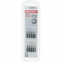 Wiha - 1/4" Drive T5 Torx Screwdriver Bit - 1" OAL, Insert Bit - Exact Tool & Supply