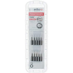 Wiha - 1/4" Drive T3 Torx Screwdriver Bit - 1" OAL, Insert Bit - Exact Tool & Supply