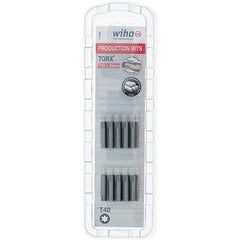 Wiha - 1/4" Drive T40 Torx Screwdriver Bit - 1" OAL, Insert Bit - Exact Tool & Supply