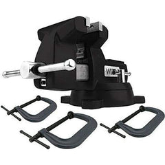 Wilton - 6" Jaw Width x 5-3/4" Jaw Opening Capacity, 4-1/8" Throat Depth, Bench & Pipe Combination Vise - 1/4 to 3-1/2" Pipe Capacity, Swivel Base, Bolt Down Attachment, Cast Iron - Exact Tool & Supply