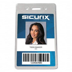 Sicurix - Badge Holders Attachment Type: Clip-On Horizontal or Vertical Holder: Vertical - Exact Tool & Supply
