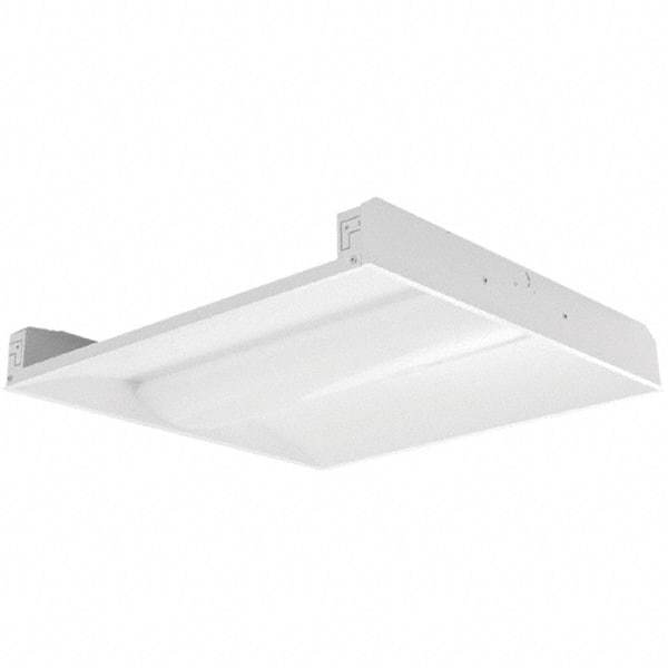Eiko Global - 1 Lamp, 26 Watts, 3,224 Lumens, 2' x 2', 3,500°K, Electronic Ballast LED Lamp Troffer - 120 to 277 Volt, Dimmable, Plastic Diffuser, Aluminum Troffer - Exact Tool & Supply