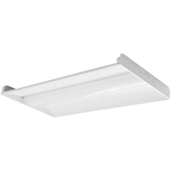 Eiko Global - 1 Lamp, 46 Watts, 5,842 Lumens, 2' x 4', 5,000°K, Electronic Ballast LED Lamp Troffer - 120 to 277 Volt, Dimmable, Plastic Diffuser, Aluminum Troffer - Exact Tool & Supply