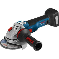 Bosch - 4-1/2" Wheel Diam, 9,000 RPM, Cordless Angle & Disc Grinder - 5/8-11 Spindle, 18 Volts, 6.3 Amps - Exact Tool & Supply