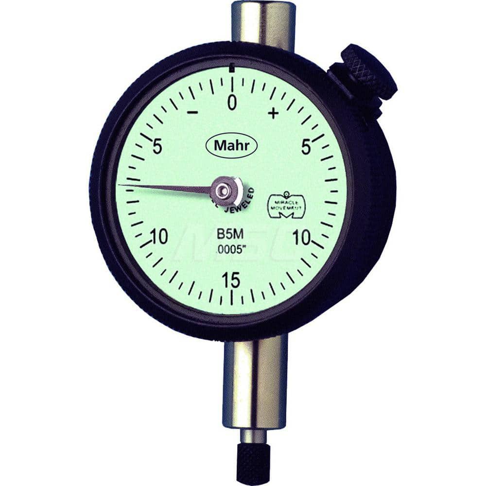 Mahr - Dial Drop Indicators; Maximum Measurement (Inch): 0.05 ; Maximum Measurement (mm): 1.27 ; Dial Graduation (mm): 0.0064 ; Dial Graduation (Decimal Inch): 0.000250 ; Dial Reading: 0-10-0 ; Dial Diameter (mm): 43.81 - Exact Tool & Supply