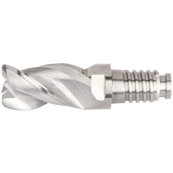 Kennametal - 16" Diam, 24mm LOC, 3 Flute 4mm Corner Radius End Mill Head - Solid Carbide, Uncoated, Duo-Lock 16 Connection, Spiral Flute, 38° Helix, Centercutting - Exact Tool & Supply