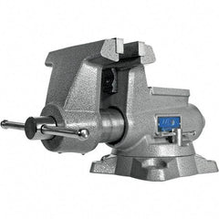 Wilton - 6-1/2" Jaw Width, 6-1/2" Opening Capacity, 4-3/8" Throat Depth, Iron Swivel Bench Vise - Double Lockdown Base Attachment, Anvil, 19-19/64" Long x 11" Wide x 9-13/32" High - Exact Tool & Supply