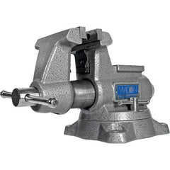 Wilton - 4-1/2" Jaw Width, 4" Opening Capacity, 3-1/2" Throat Depth, Iron Swivel Bench Vise - Double Lockdown Base Attachment, Anvil, 15-13/32" Long x 9-13/32" Wide x 8" High - Exact Tool & Supply