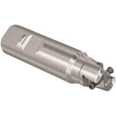 Seco - 1" Cut Diam, 12mm Max Depth of Cut, 1" Shank Diam, 4" OAL, Indexable Square Shoulder Slot Milling End Mill - LOEX12 Inserts, Weldon Shank, 90° Lead Angle, Through Coolant, Series 217.94-12 - Exact Tool & Supply