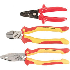 Wiha - Plier Sets Set Type: Cutting Pliers; Insulated Pliers; Wire Stripper Number of Pieces: 3 - Exact Tool & Supply