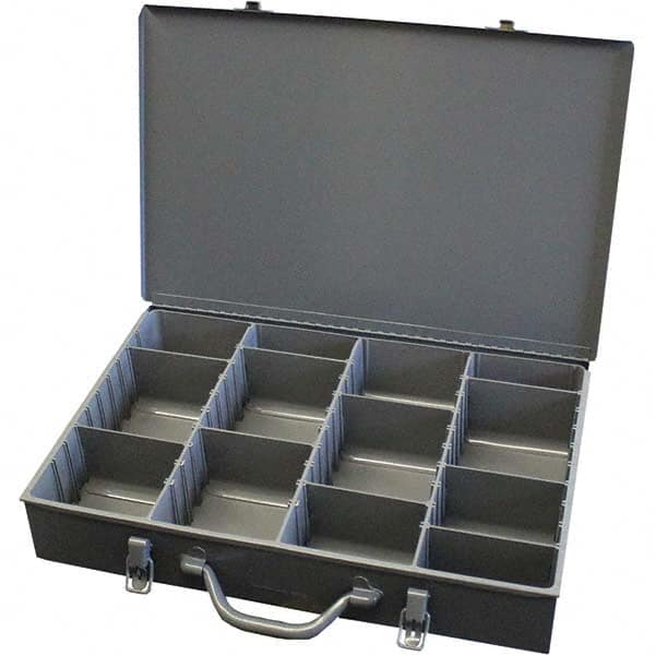 Durham - Adjustable Compartment Gray Small Parts Compartment Box - Exact Tool & Supply