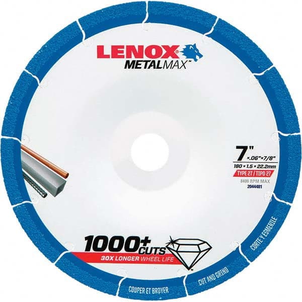 Lenox - Depressed-Center Wheels Wheel Diameter (Inch): 7 Wheel Thickness (Decimal Inch): 0.0600 - Exact Tool & Supply