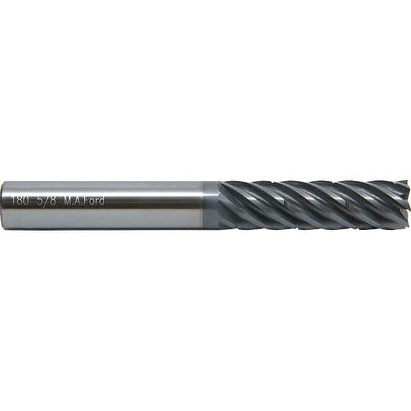 M.A. Ford - 3/8", 7 Flute, Single End, Solid Carbide, 0.03" Corner Radius End Mill - 4" OAL, 38° Helix, Right Hand Flute, 1-1/2" LOC, Right Hand Cut - Exact Tool & Supply