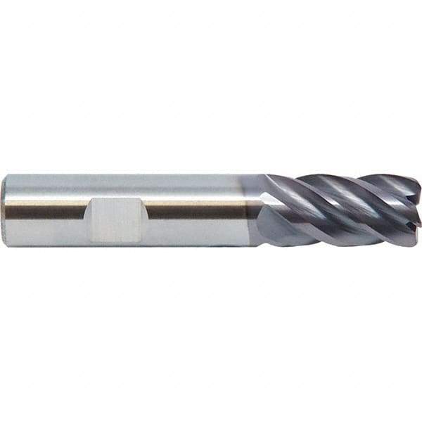 M.A. Ford - 1", 5 Flute, Single End, Solid Carbide, 0.09" Corner Radius End Mill - 4" OAL, 38° Helix, Right Hand Flute, 1-1/2" LOC, Right Hand Cut - Exact Tool & Supply