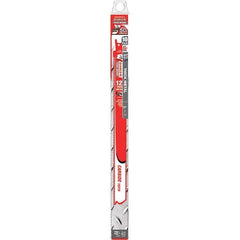 Freud - 12" Long x 1" Thick, Carbide Reciprocating Saw Blade - Straight Profile, 8 TPI, Toothed Edge, Tang Shank - Exact Tool & Supply